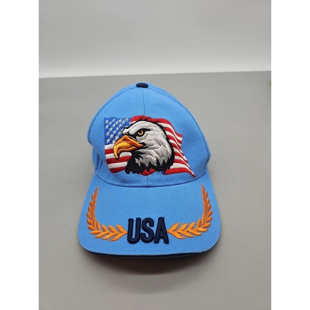 Eagle American Flag Hat Patriotic America 3D Embroidered Strapback Cap USA Blue‎